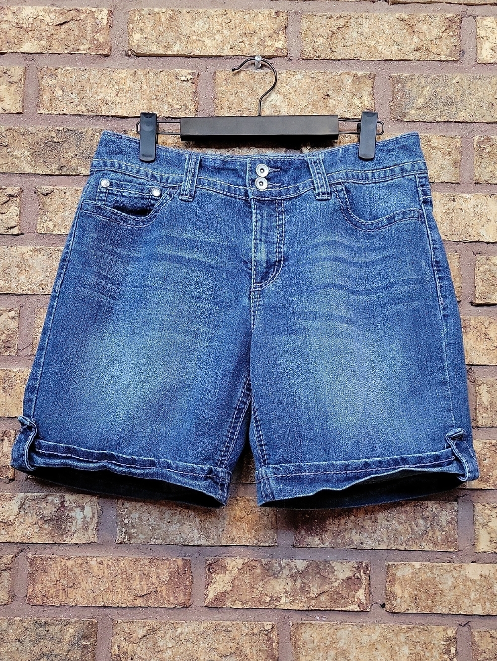 Nine West Denim Rolled Cuff Women's Shorts Size 6 Flap Pockets